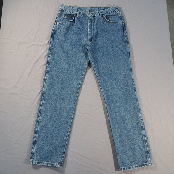 Wrangler Pro Jeans Mens 33x32 Blue Denim Cowboy Work Gorpcore Minimalist - Picture 1 of 9